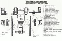 Декоративные накладки салона Dodge Dakota 2002-2004 2 двери, Bucket Seats, с дверные панели, 24 элементов.