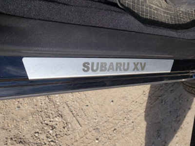 Subaru XV (12–) Накладки на пороги (лист шлифованный надпись Subaru XV)
