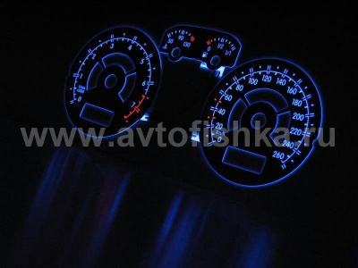 Volkswagen Golf 4 светящиеся шкалы приборов - накладки на циферблаты панели приборов, дизайн № 1